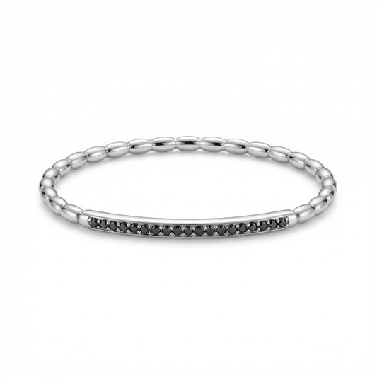 Bracelet stretch thin - Argent pierres noires