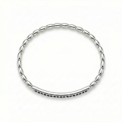 Bracelet stretch thin - Argent pierres noires